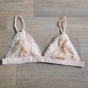 Free People Urban Outfitters Nude Lace Embroidered Bralette Size Small